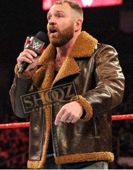 WWE Dean Ambrose Shearling Fur Collar Leather Jacket